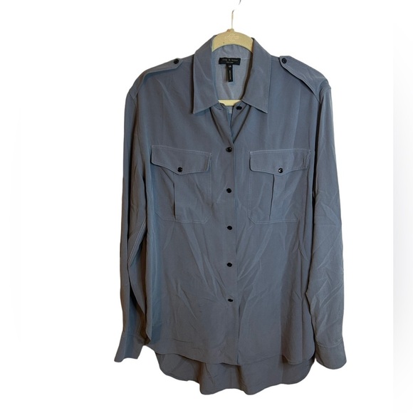 RAG & BONE BLUE GRAY SILK MASON SHIRT - Picture 2 of 6